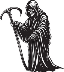 Joyful Reaper Playful Vector Design Amusing Cartoon Reaper Doodle Logo