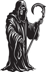 Doodle Reaper Fun Vector Logo Amusing Grim Reaper Playful Icon Art