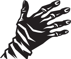 Ghoulish Mummy Hand Scary Logo Graphic Spooky Mummy Hand Vector Icon Art