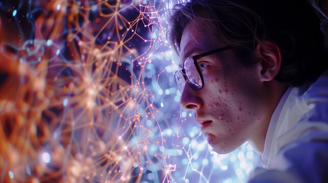 A scientist using optogenetic tools to control neuronal activity in a brain slice preparation, unraveling the neural circuits underlying behavior.