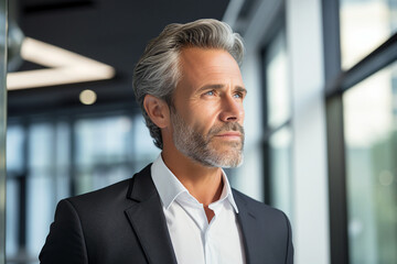 Handsome man gentleman successful confident strict businessman made with generative AI technology