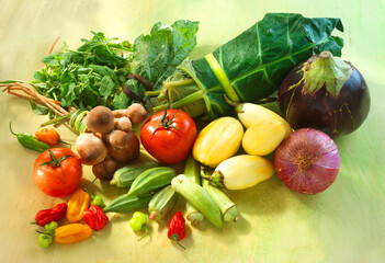 Fresh-african vegetables, Afrikanische Gemuesesorten, Ghana, afrikanisches Essen, 