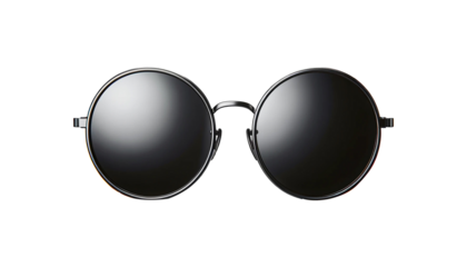 round black sunglasses isolated on the transparent background.