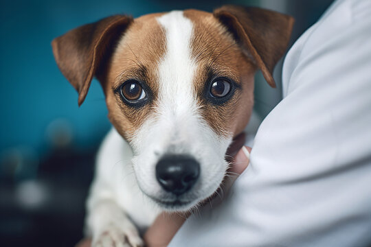 Healthy pet on a check up visit in veterinary clinic made with generative AI concept