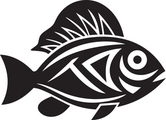 Minimal Inka Fish Art Ethnic Logo Ancient Tribal Fish Emblem Inka Design