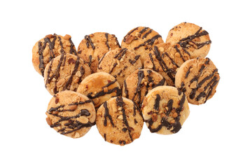 Chocolate chip cookies isolated on transparent background