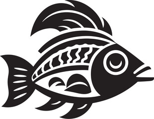 Tribal Fish Icon Minimalist Inka Logo Ethnic Tribal Fish Art Inka Design