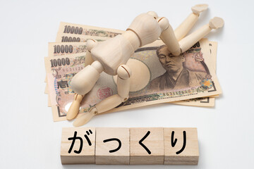 少ない定額減税にがっくりする人形