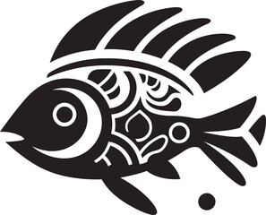 Inka Fish Pattern Minimal Style Logo Tribal Fish Icon Inka Artistic Design