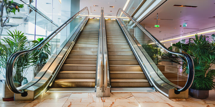 Dual escalators in modern shopping mall