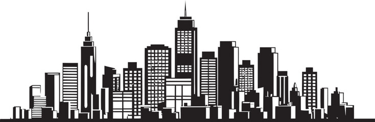 Obraz premium Linear Cityscape Drawing Building Icon Architectural Line Design Urban Emblem