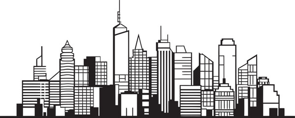 Minimalist City Scene Line Art Icon Line Art Urban Landscape Architecture Emblem