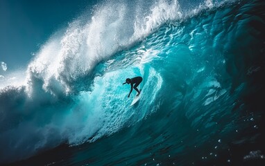 A surfer is riding a wave in the ocean