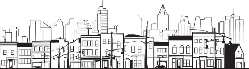 Cityscape Sketch Minimalist Line Drawing Linear Building Design Cityscape Logo