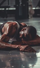 Tired athletes resting after intense exercise.