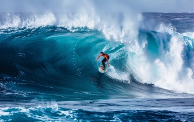 A surfer is riding a wave in the ocean