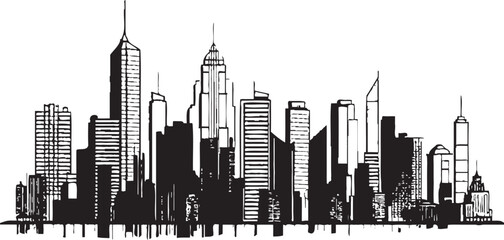 City Skyline Illustration Minimal Emblem Abstract Building Sketch Building Logo