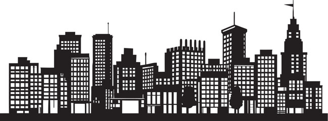 Line Drawing of City Urban Graphic Cityscape Outline Artwork Line Art Icon
