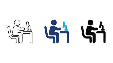 User admin computer on computer vector icon set. Administrator system symbol