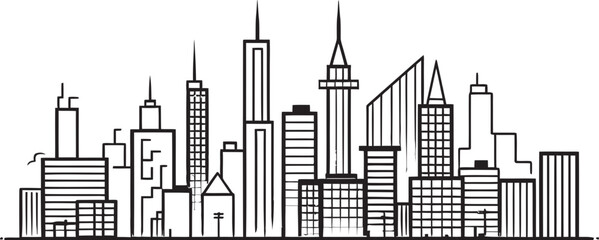 Cityscape Line Art Architectural Graphic Building Outline Icon City Logo