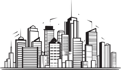 Line Art Cityscape City Emblem City Skyline Silhouette Line Art Logo