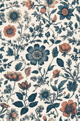 Vintage flowers pattern. Floral illustration. Floral card. Wallpaper.
