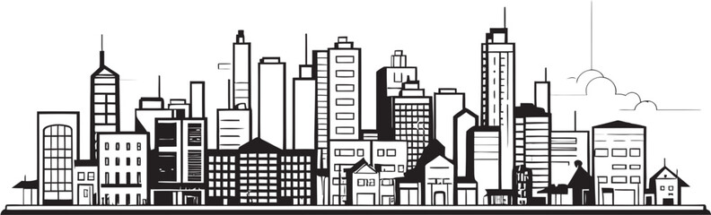 Architectural Line Design Skyline Emblem Line Drawing of Cityscape Urban Scene Design