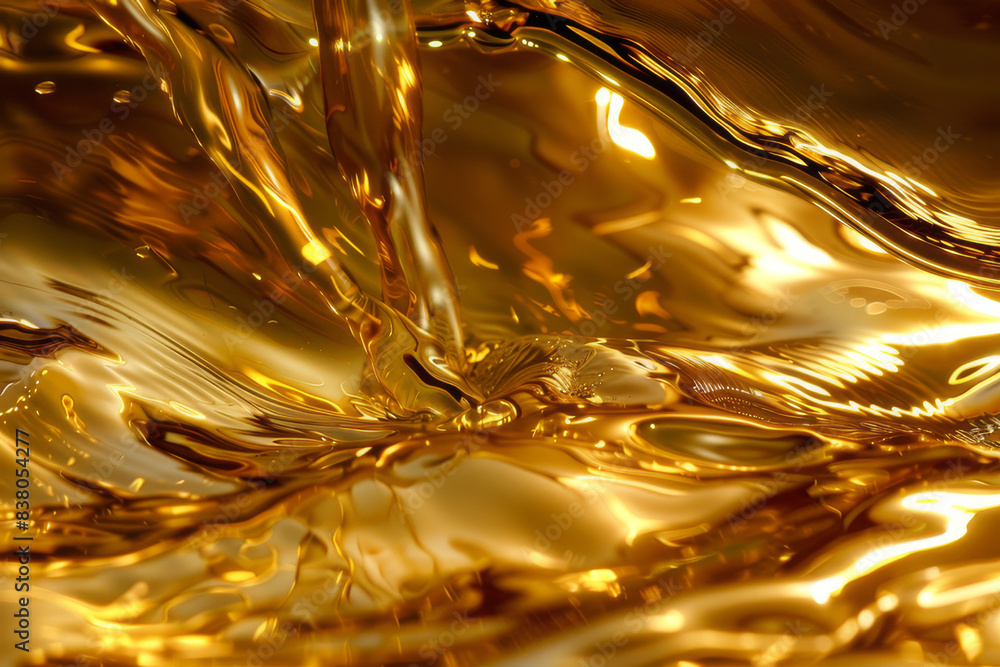 Wall mural the dynamic flow of liquid gold, creating an abstract pattern as it pours and swirls - generative ai