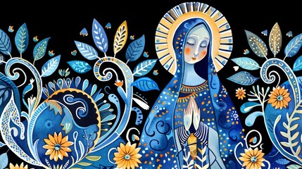 A watercolor painting of the Immaculate Conception