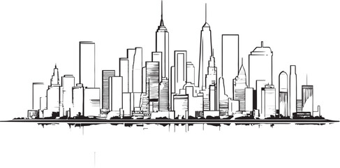 Architectural Line Design Cityscape Icon Minimalist City Scene Building Sketch