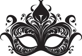 Feathered Mask Emblem Logo Illustration Abstract Masquerade Design Icon Image