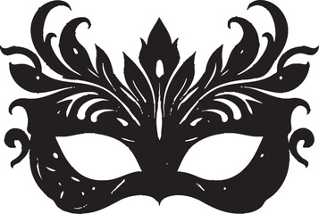 Black and Gold Mask Emblem Logo Illustration Masked Ball Icon Creative Design