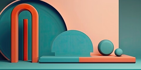 Geometric Shapes and Plant in Minimalist Setting