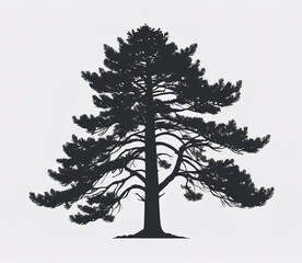 silhouette pine tree vector. on white background