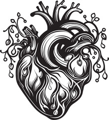 Minimal Artistic Heart Icon Iconic Graphic Linear Abstract Design Heart Emblem