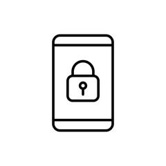 Locked phone outline icons, minimalist vector illustration ,simple transparent graphic element .Isolated on white background
