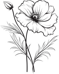 Minimalist Abstract Floral Graphic Symbol Sleek Geometric Design Flower Icon