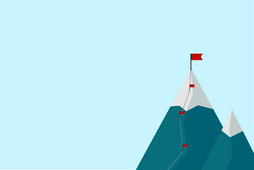 vector background with mountain peaks achievement red flags summit route