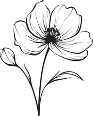 Minimal Line Art Blossom Graphic Design Abstract Floral Icon Minimal Logo