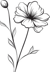 Minimalist Blossom Emblem Logo Design Linear Abstract Flower Icon Symbol