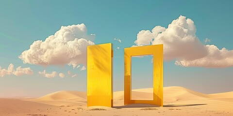 Abstract Desert with Giant Yellow Rectangles
