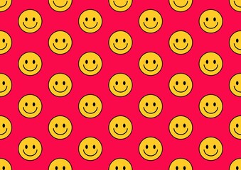 Fototapeta premium Yellow emoticon. Yellow emoticon on a colored background. Smiley Seamless pattern with a smiley face. Smile pattern