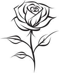 Minimalist Petal Design Sketch Icon Linear Abstract Rose Graphic Logo