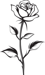 Elegant Minimal Emblem Rose Sketch Geometric Sketch Flower Iconic Graphic