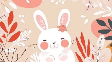 Obraz premium rabbit minimal animal cartoon nursery background