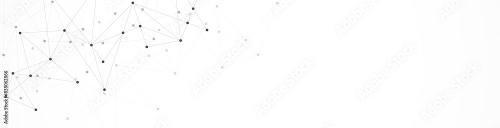 Poster Minimalistic design with connecting the dots and lines. Abstract geometric background of science and technology concept