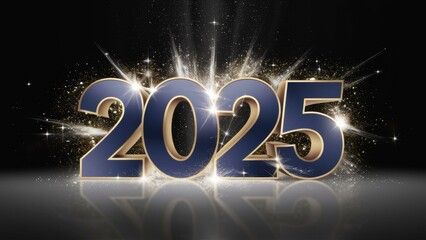 Festive Celebration of New Year 2025 with Sparkling Fireworks