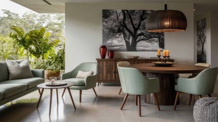 Living Room with Green Chairs and Elegant Decor