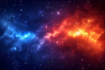 Fototapeta premium Red And Blue Nebulae In Outer Space With Scattered Stars