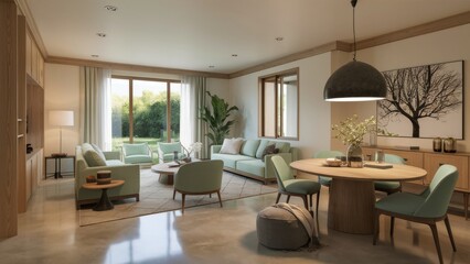 Fototapeta premium Elegant Contemporary Living Room with Modern Design and Natural Light